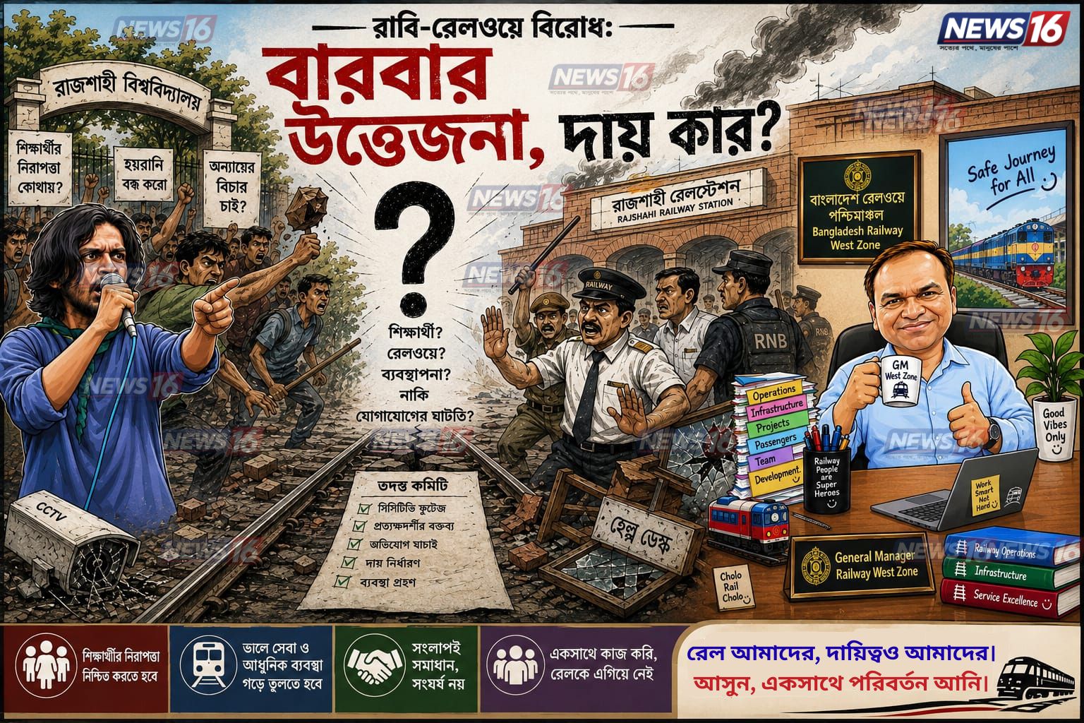 রাবি-রেলওয়ে বিরোধ: বারবার উত্তেজনা, দায় কার?
