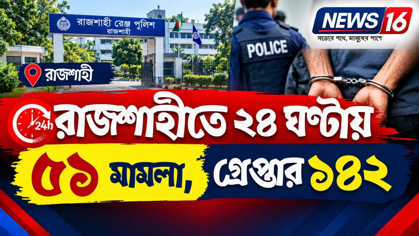 রাজশাহীতে ২৪ ঘণ্টায় ৫১ মামলা, গ্রেপ্তার ১৪২